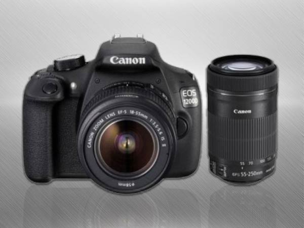 Canon EOS 1200D 18MP Digital SLR Camera (Black) with 18-55mm and 55-250mm IS II Lens,8GB card and Carry Bag