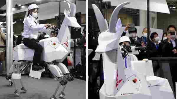 இது ரோபோவா? வாகனமா? ஆசால்ட்டா 100 கிலோ எடையை தூக்கி, கொம்புடன் ஓடுது, நடக்குது.. Kawasaki அசத்தல் - வீடியோ.!